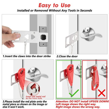 Portable Door Lock for Additional Safety-Perfect for Traveling, Home and College
