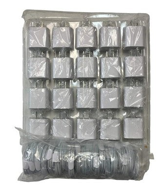 NEW 20 COUNT Foxconn 18W Wall Cubes/Brick &Type-C to 8-Pin Connector for iPhones