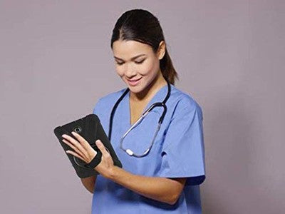 KIQ Shield Series Case for Samsung Galaxy Tab E/w 360 Kickstand and Hand Strap