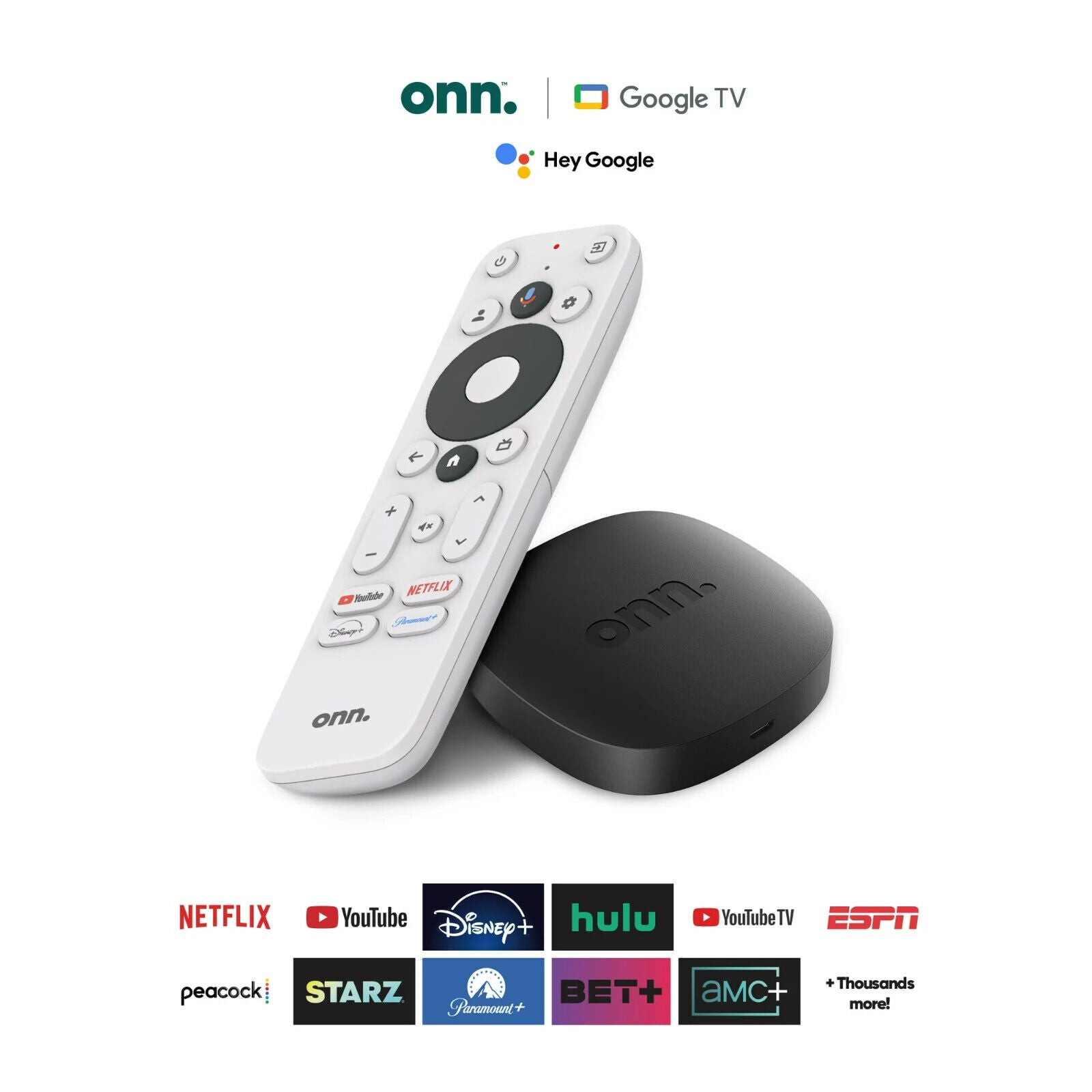Onn Android Google TV 4K UHD Streaming Box w/ Voice Remote Control & HDMI Cable