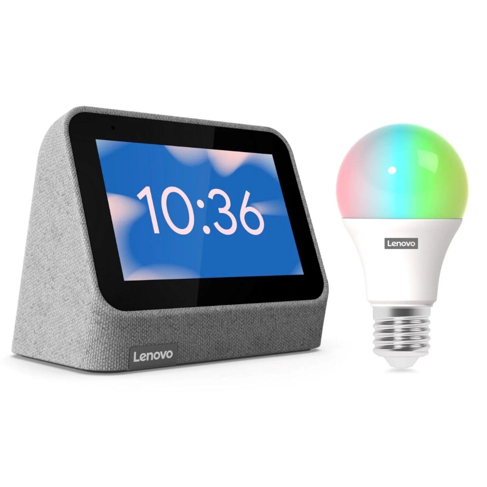 NEW! Lenovo Smart Clock Gen 2, Grey, Smart Bulb Google Assistant LED Nighlight