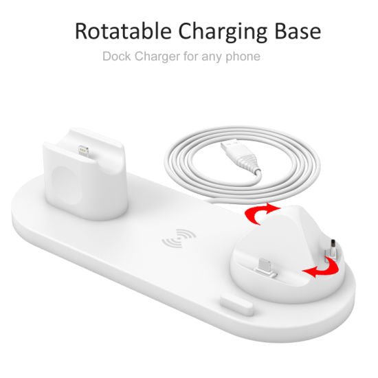 3-in-1 Rotatable Charger Dock for iPhone/Micro-USB Phone/Type-C Phone (white)