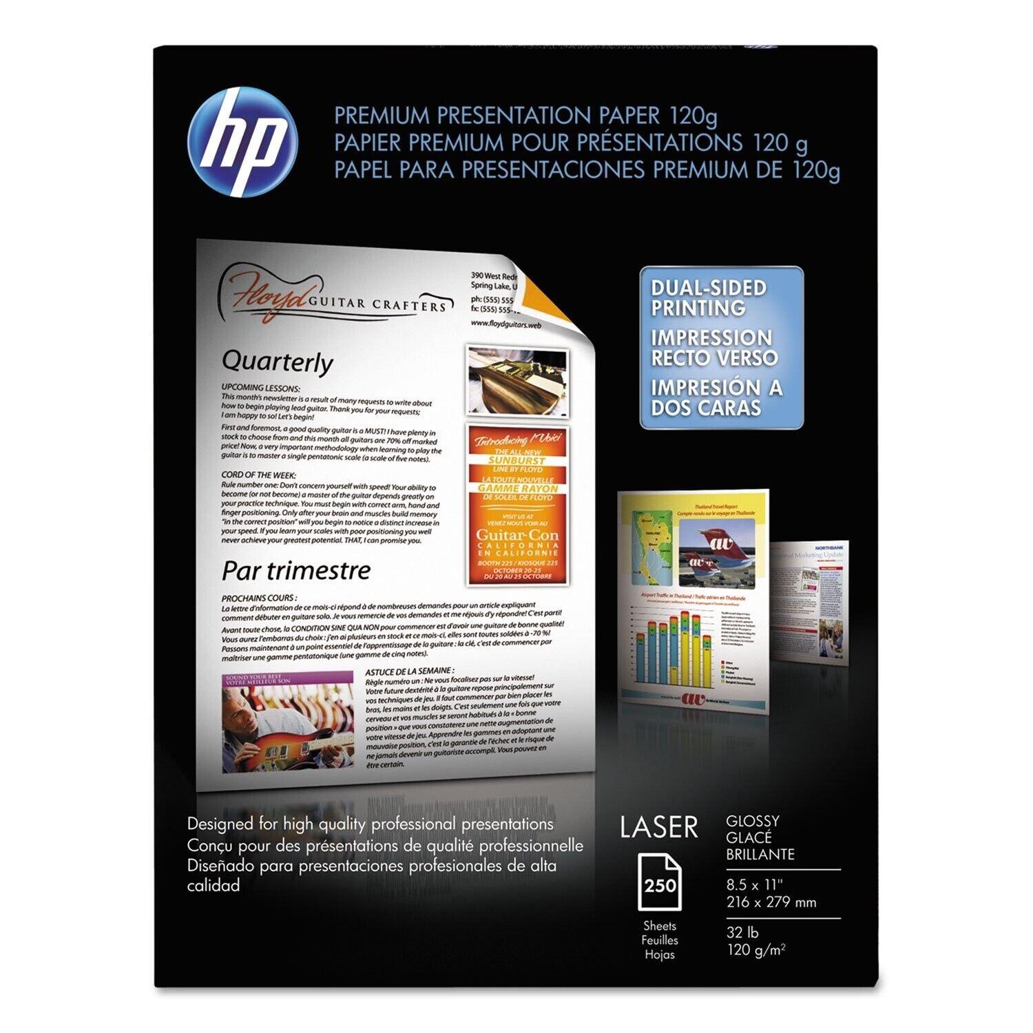 HP Color Laser Presentation Glossy Paper 95 Brightness 32lb 8-1/2 x 11 White 250