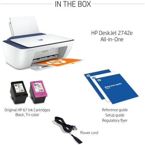 HP DeskJet 2742e All-in-One Printer - Blue Steel/Navy W/ HP 67 Ink