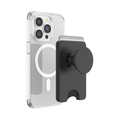 PopSockets Phone Wallet with Expanding Phone Grip, Phone Card Holder - Black