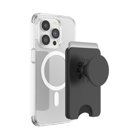 PopSockets Phone Wallet with Expanding Phone Grip, Phone Card Holder - Black