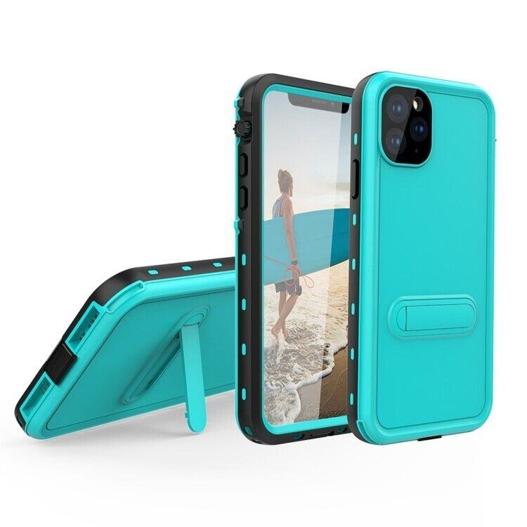 RedPepper iPhone 11 Pro Max Waterproof Shockproof Case w/ Stand, Teal/Grass Blue