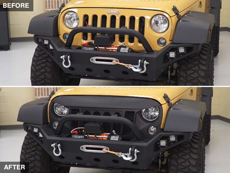 Red Rock 4x4 Avenger Grille in Matte Black Styling Fits Jeep Wrangler JK 2007-2018