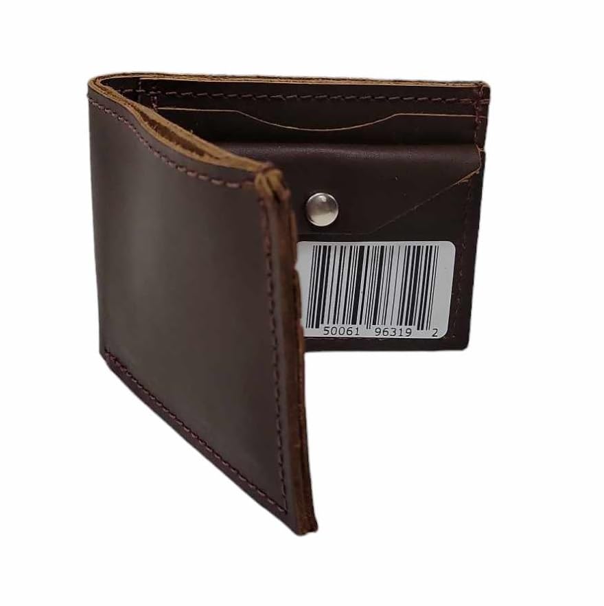 Mens PU Leather Bifold Wallet- 4 Card Slots with Coin Slot (Brown)