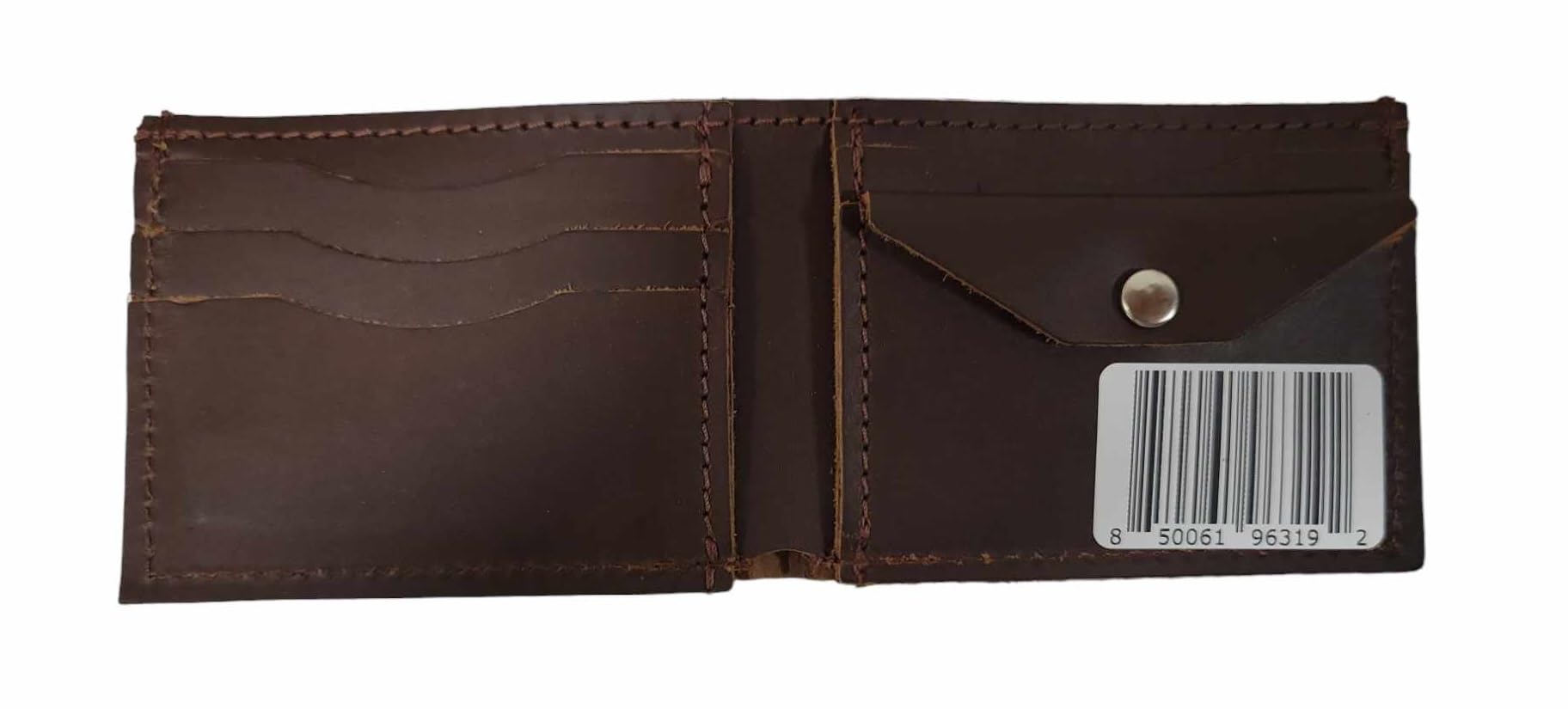 Mens PU Leather Bifold Wallet- 4 Card Slots with Coin Slot (Brown)