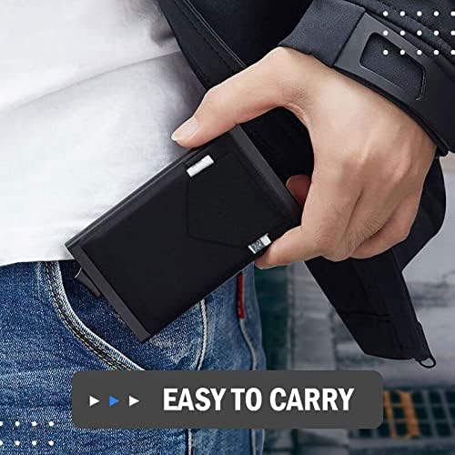 Ultra-slim Wallet - Pop up Card Holder RFID Protection Minimalist Blue