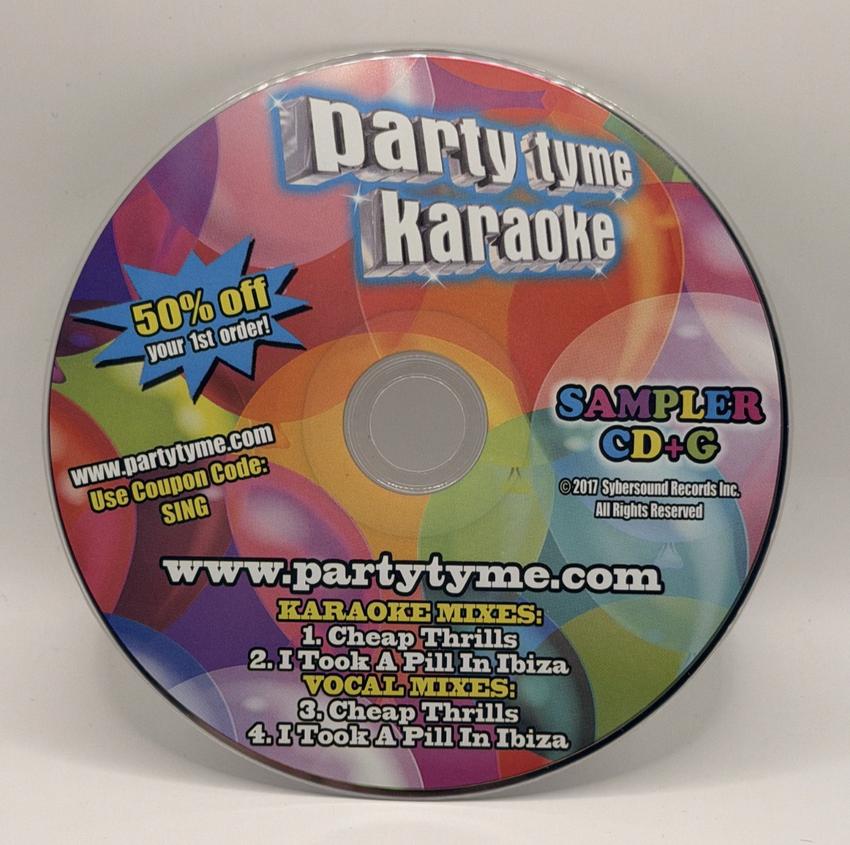 Party Tyme Karaoke Sampler CD+G | Cheap Thrills | I Took A Pill In Ibiza