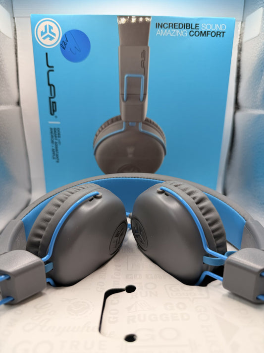 JLab Studio Pro Over the Ear Wired Headphones - Gray & Blue