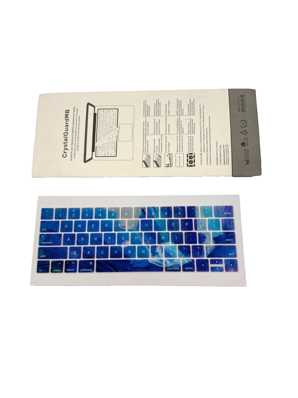 Crystal Guard MB - Thinnest & Clearest Keyboard Protector - Paint Stroke Blue