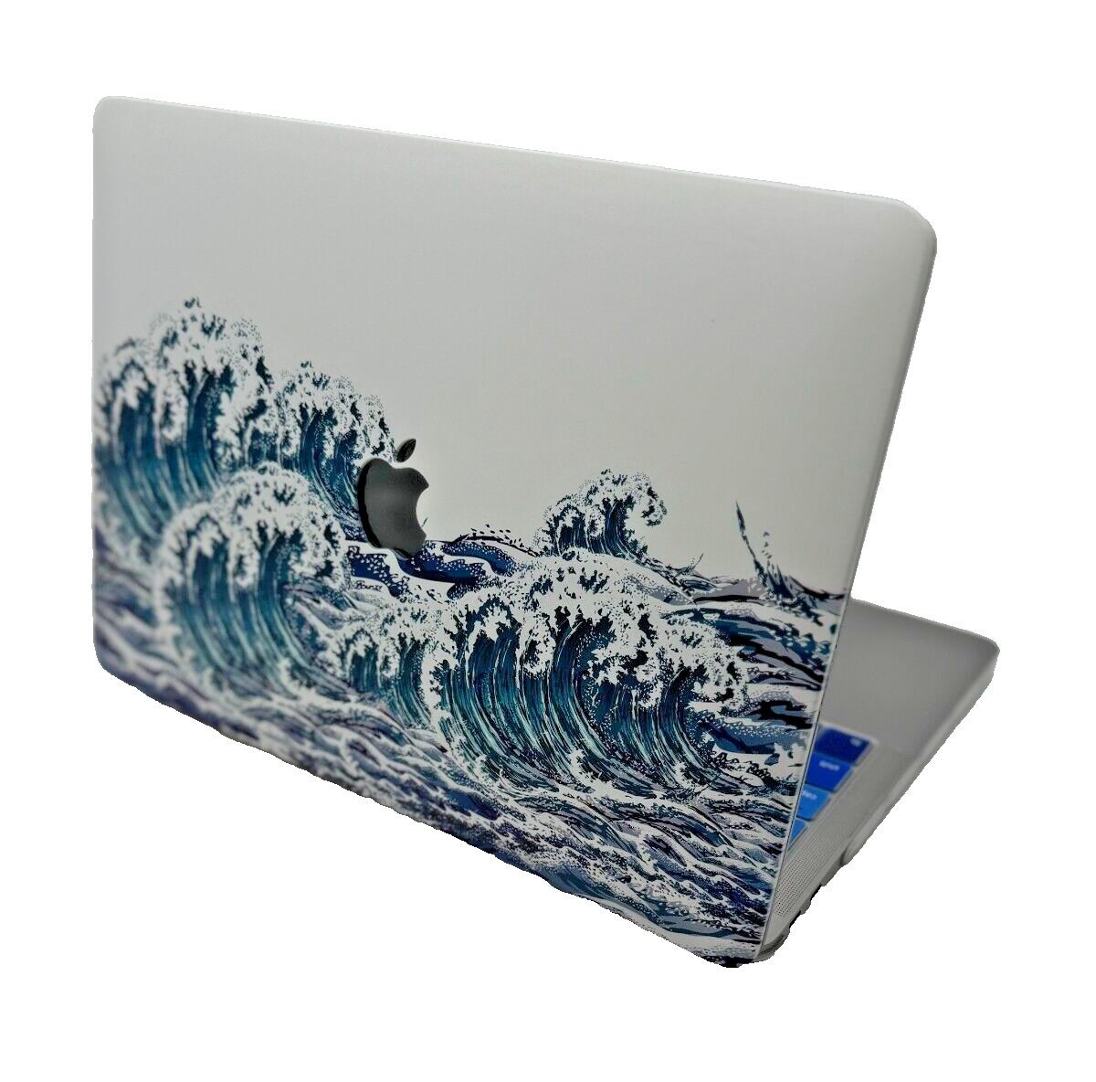 For New Pro 13" Hard Shell Cover - Blue & White - Catch a wave w/keyboard skin