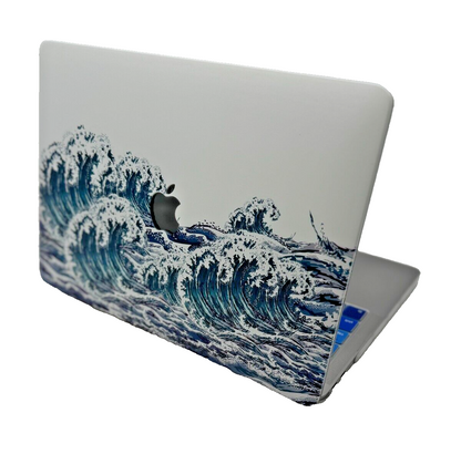 For New Pro 13" Hard Shell Cover - Blue & White - Catch a wave w/keyboard skin