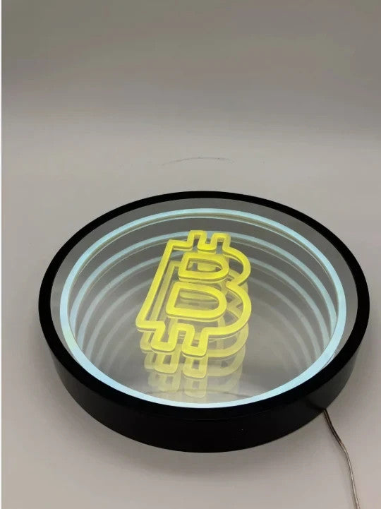Large Bitcoin 3D Infinity LED Neon Sign | Tunnel Light | 12" Diameter | Gift