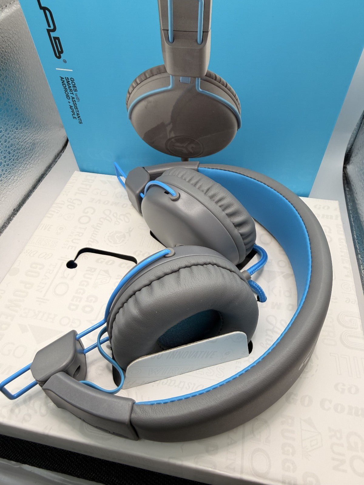 JLab Studio Pro Over the Ear Wired Headphones - Gray & Blue