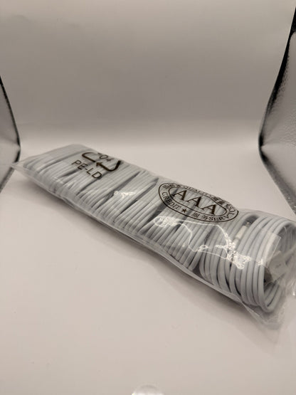 Bulk Lot 10-Pack USB-A to 8-Pin Charging Cables for iPhone/iPad 3ft White