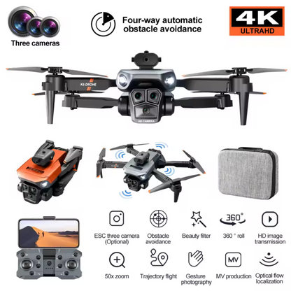 New K6 Max Triple Lens Drone 2.4G RC Optical Flow Drone with 4K Electric Camera