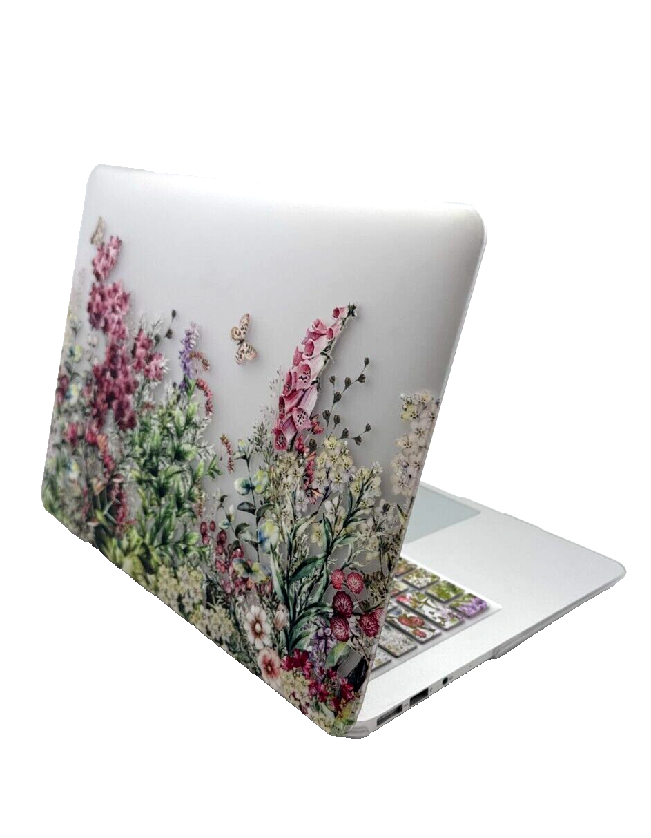 MacBook New Air 13" 3 Hard Shell Cover - Wildflower Garden/Clear w/accessories