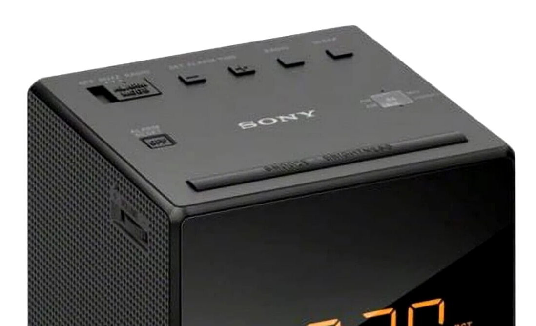 Sony -Dual Alarm Clock Radio (Black) Wake to Radio, Buzzer or Gradual Wake Alarm