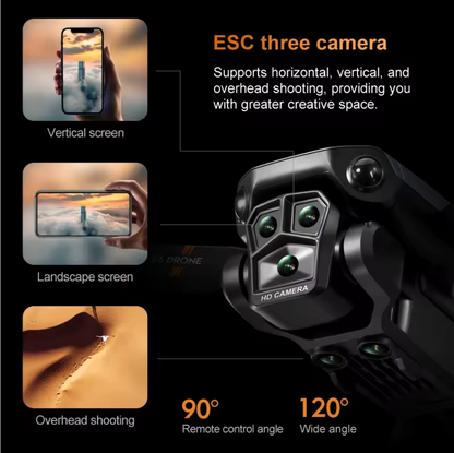 New K6 Max Triple Lens Drone 2.4G RC Optical Flow Drone with 4K Electric Camera