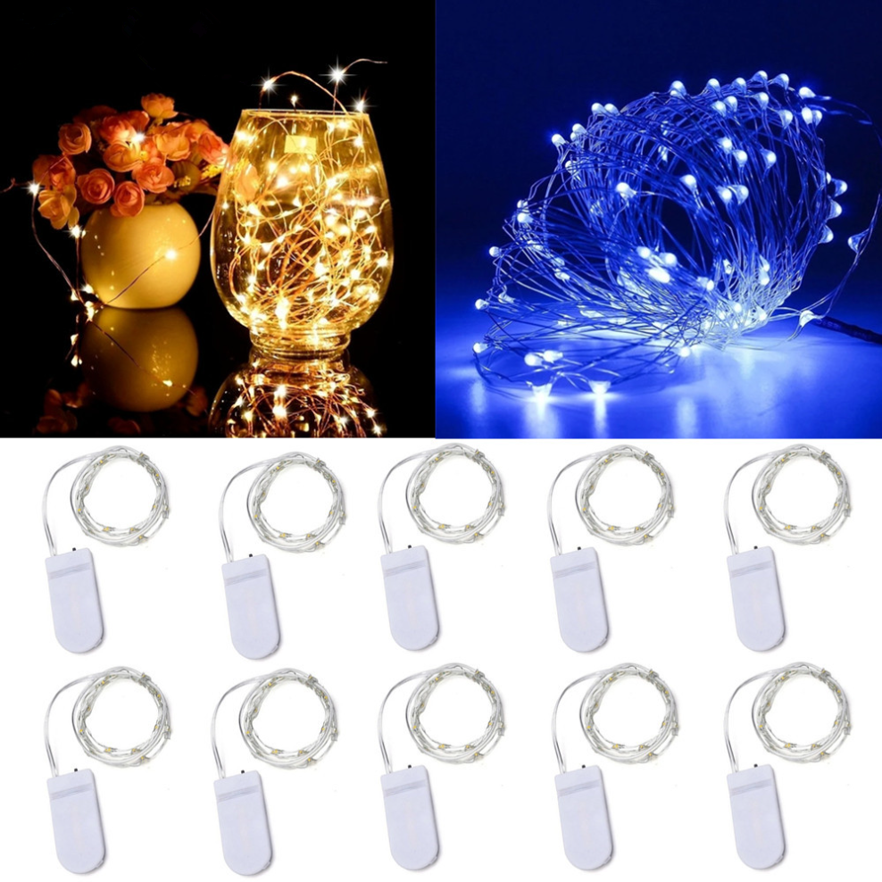 Unbranded LED Fairy Lights, 1M, 10 LED Lights - BLUE - 10 PACK - NEW