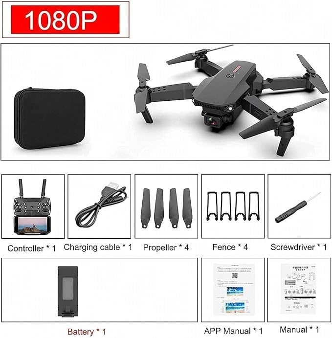 E88 Pro Drone with Camera for Adults, WiFi FPV, 1080P HD & 4K Dual Camera