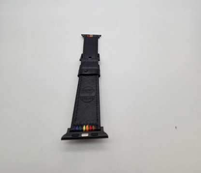 Platinum Black Leather Apple Watch Pride Band 38/40mm