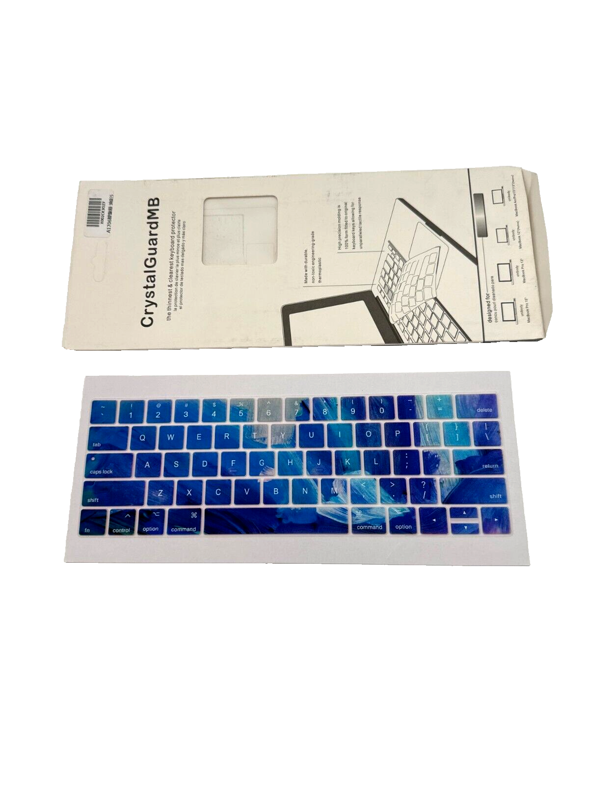 Crystal Guard MB - Thinnest & Clearest Keyboard Protector - Paint Stroke Blue