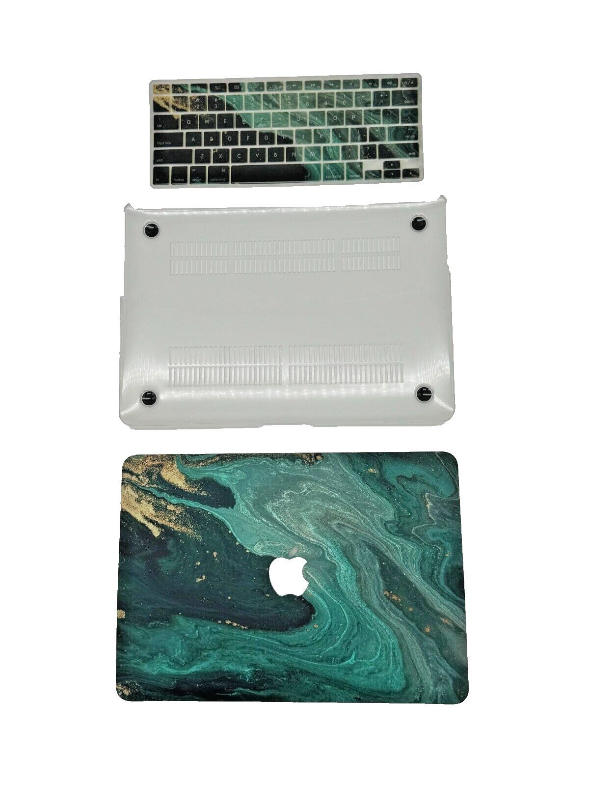 For MacBook Air 13" - Hard Shell Cover - Green, Gold Marble w/keyboard cover