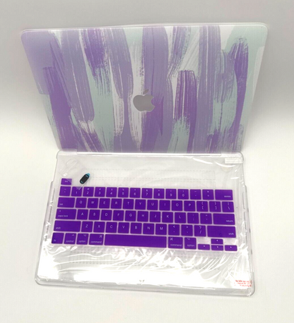 For MacBook New Pro 13" Hard Shell Cover - Paint Stroke Purple w/Keyboard Cover