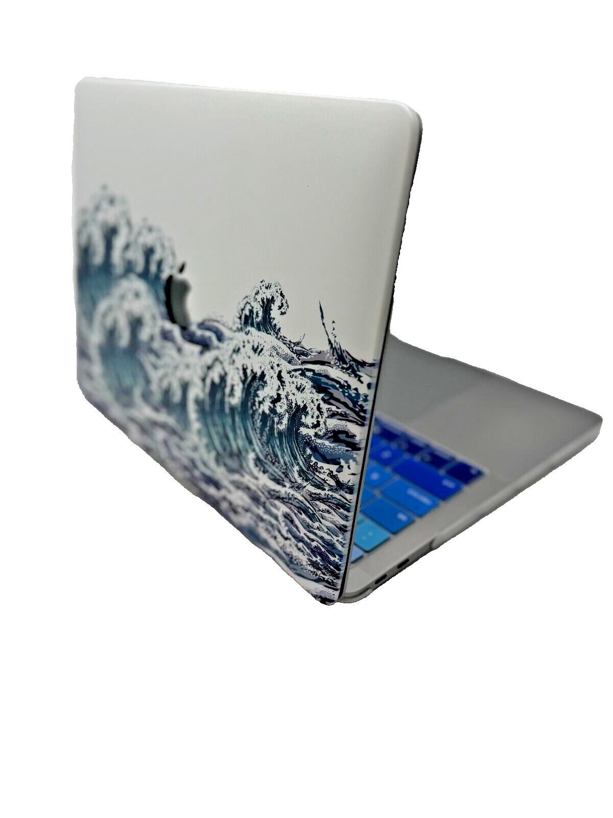 For New Pro 13" Hard Shell Cover - Blue & White - Catch a wave w/keyboard skin