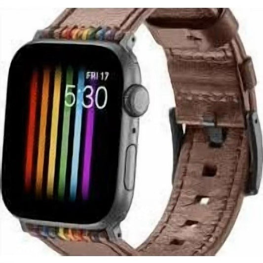 Platinum Brown Leather Apple Watch Pride Band 42/44mm