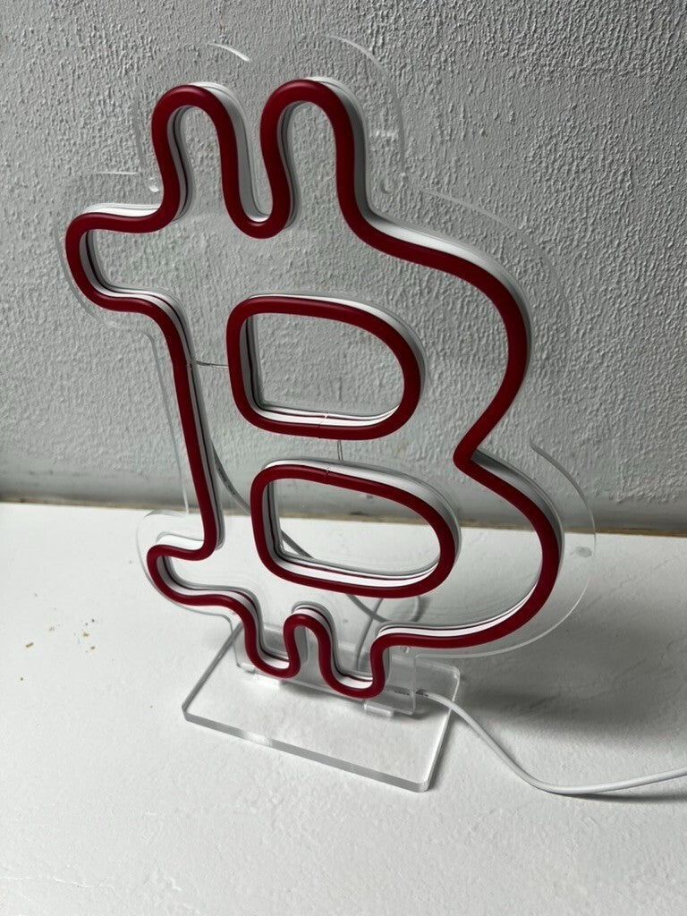 Handmade Bitcoin Red Neon Desk Light Sign | Great Gift for Crypto Lovers