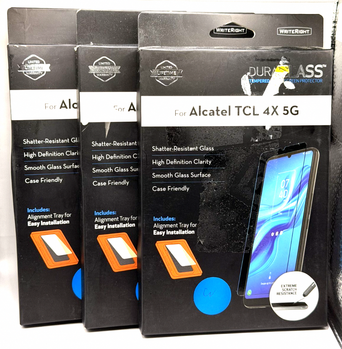 New Alcatel TCL 4X 5G: DuraGlass Tempered Glass Screen Protector | PACK OF THREE