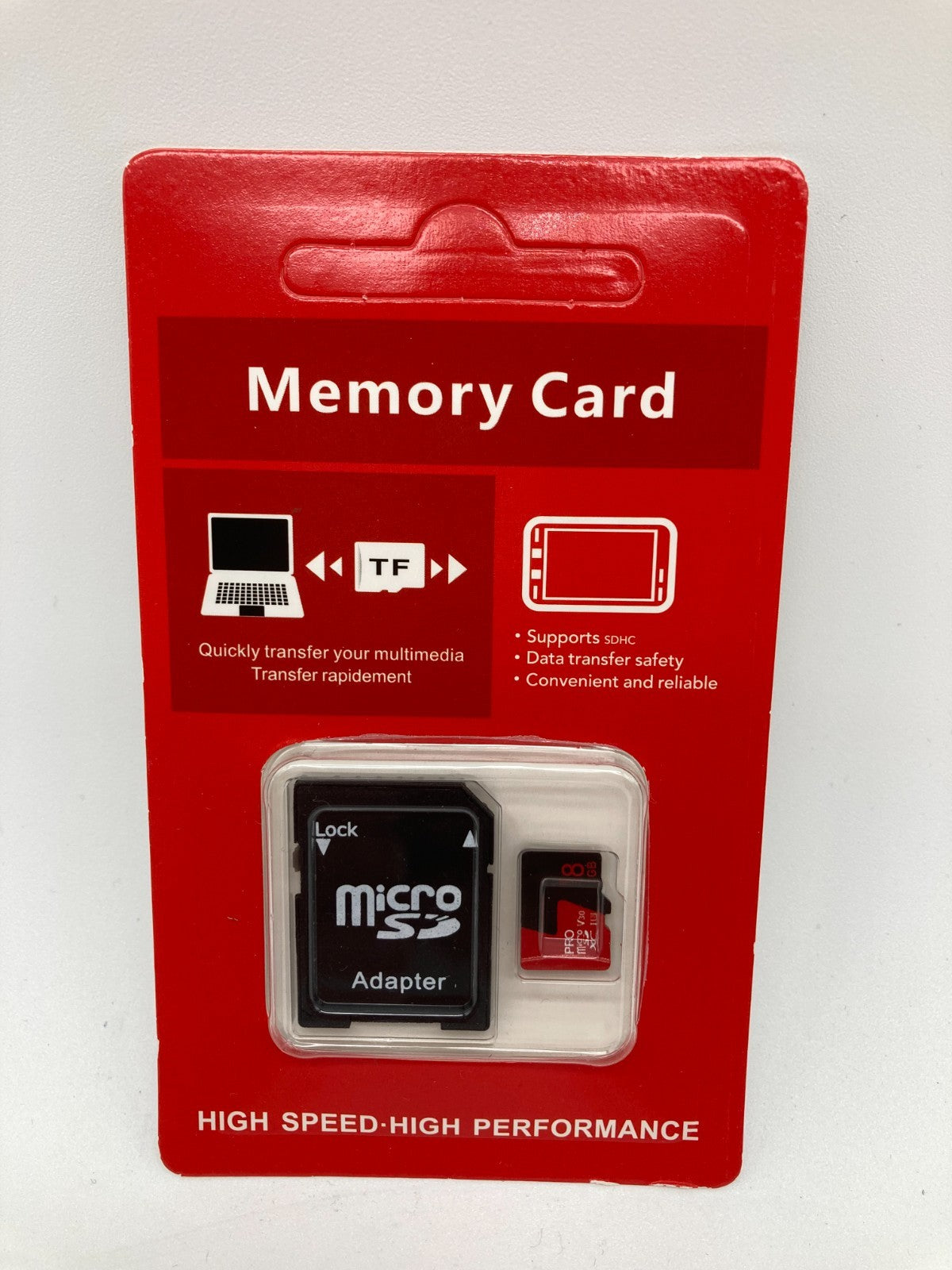 INLAND Memory Card 8GB MicroSDHC Flash Memory Card with Adapter