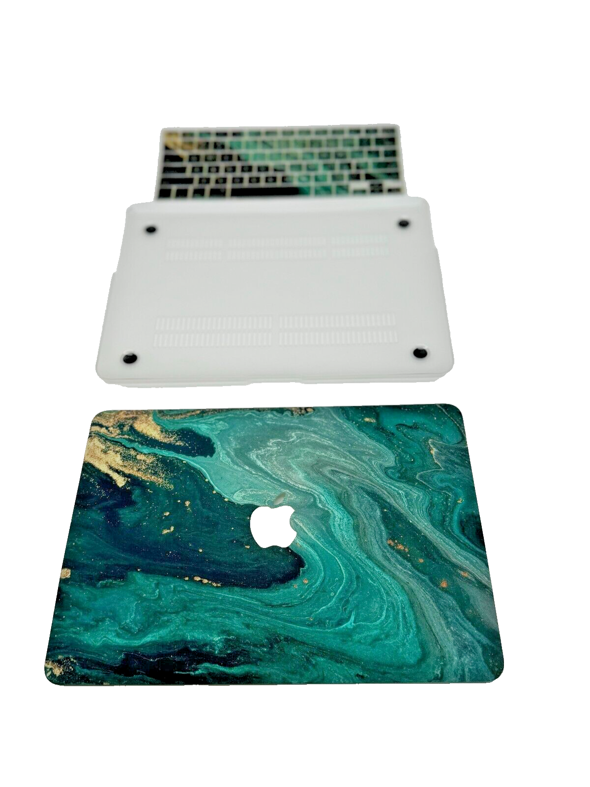 For MacBook Air 13" - Hard Shell Cover - Green, Gold Marble w/keyboard cover