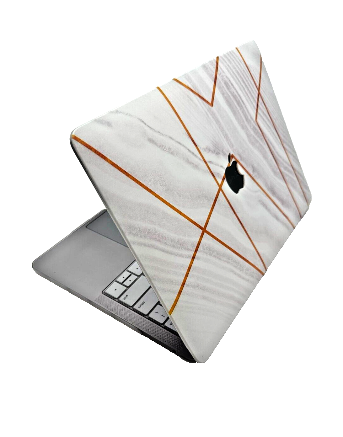 For MacBook New Pro 13" Hard Shell Cover-Lines of Gold on Gray w/Keyboard cover