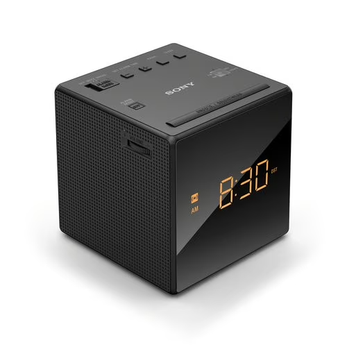 Sony -Dual Alarm Clock Radio (Black) Wake to Radio, Buzzer or Gradual Wake Alarm