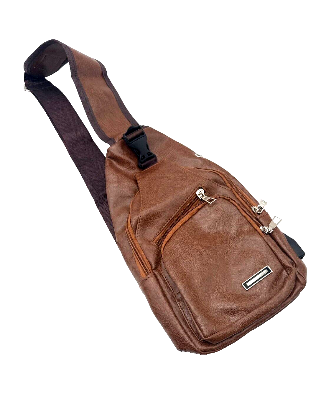 Light Brown - Unisex, Imitation Leather, USB Accessible, Shoulder Bag