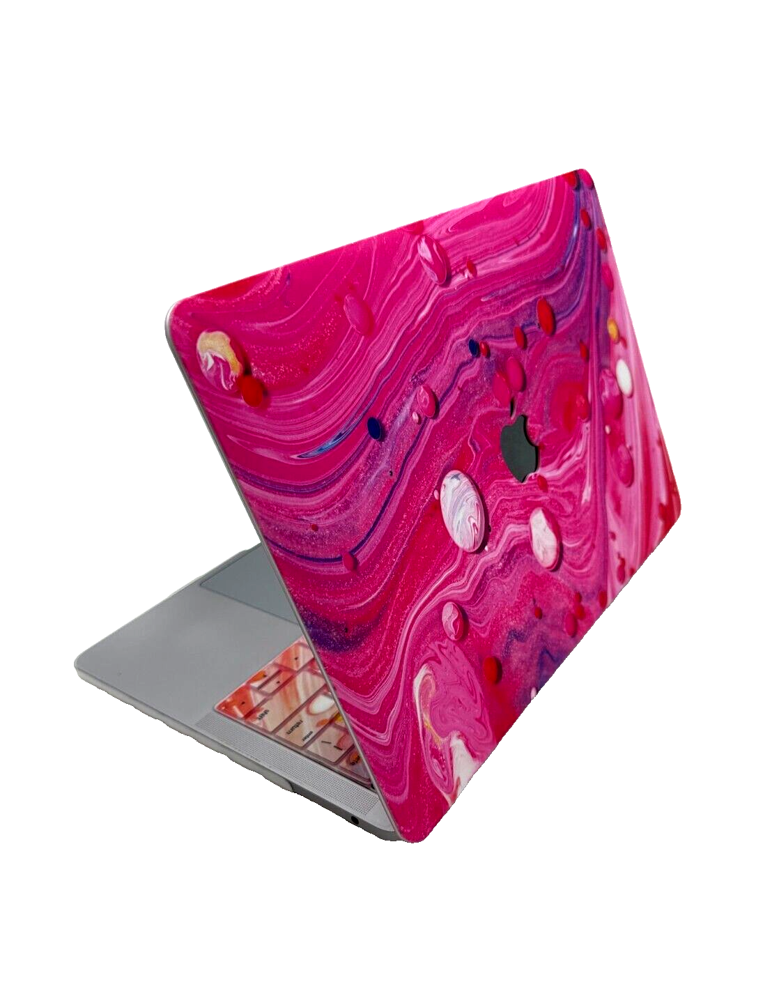 For MacBook New Pro 13" Hard Shell Cover - Swirly Vibrant Pink w/Keyboard cover