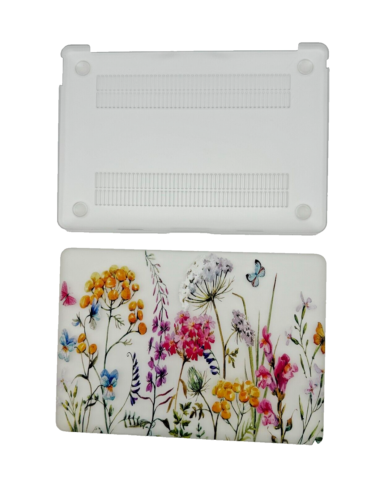 For Mac Book New Air 13 inch - Shell Hard Case Cover Spring Floral Design/Clear