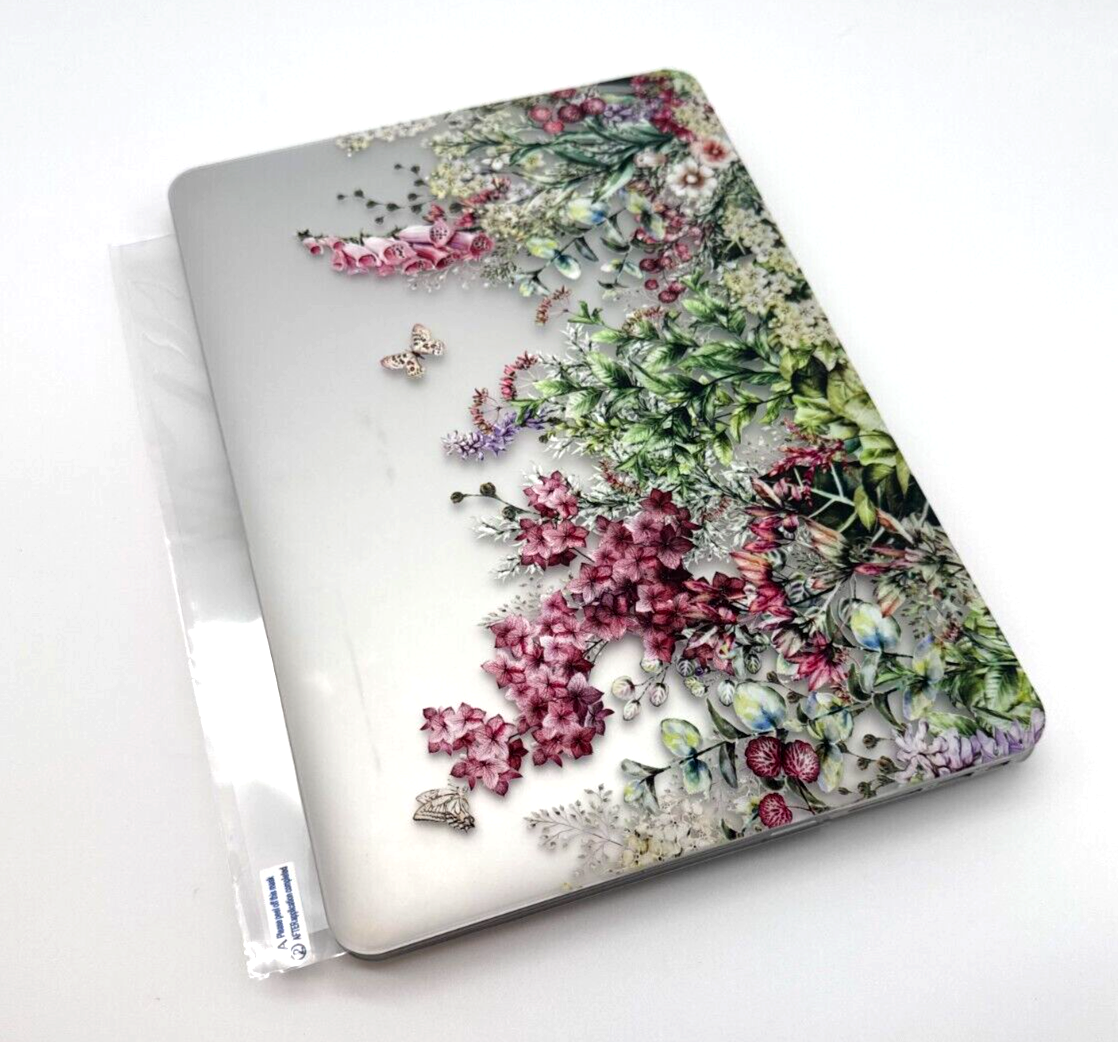 MacBook New Air 13" 3 Hard Shell Cover - Wildflower Garden/Clear w/accessories