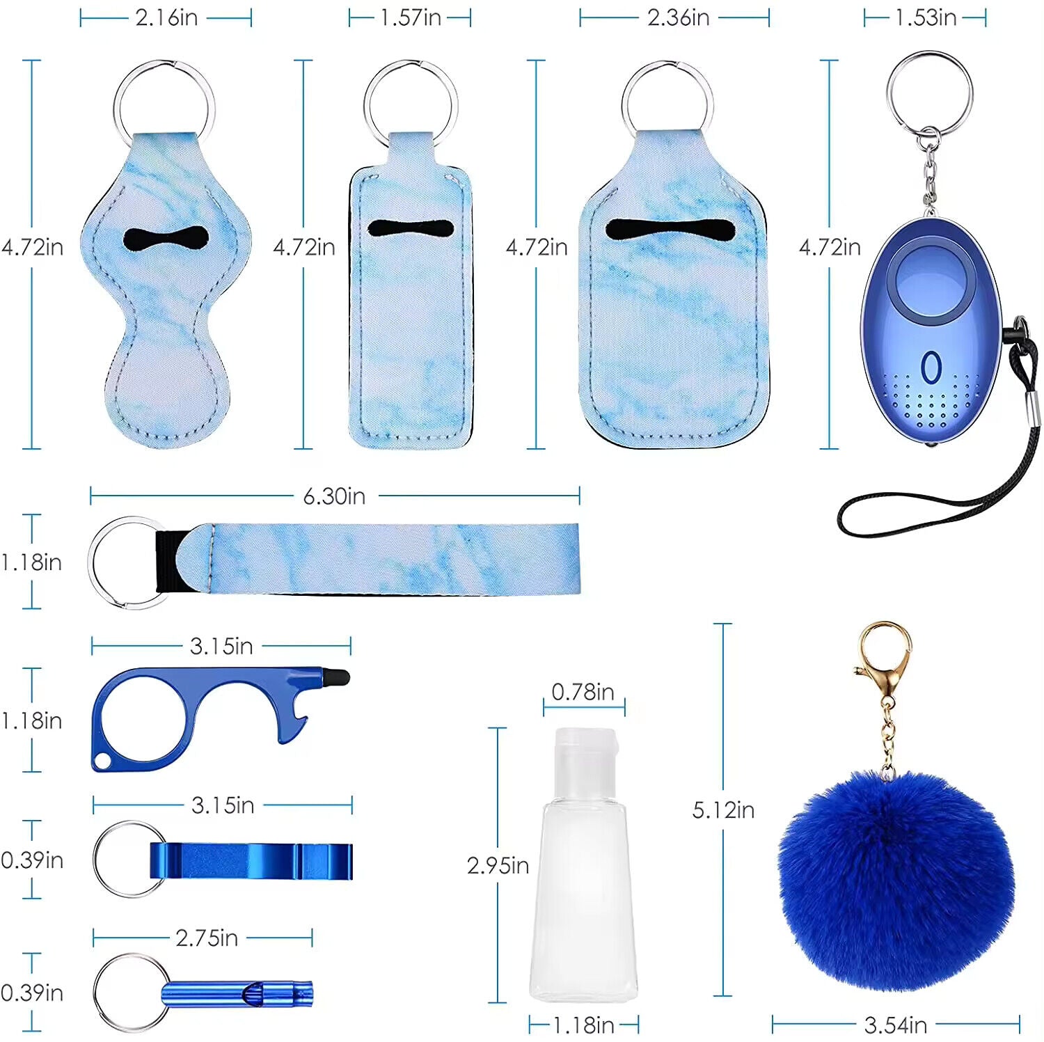 Cute Self Defense Keychain for Women 10 pcs Set Pretty Accessories Key Chain