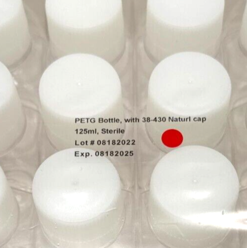 125mL Sterile Square PETG Media Bottles With Closure (24/Pack)