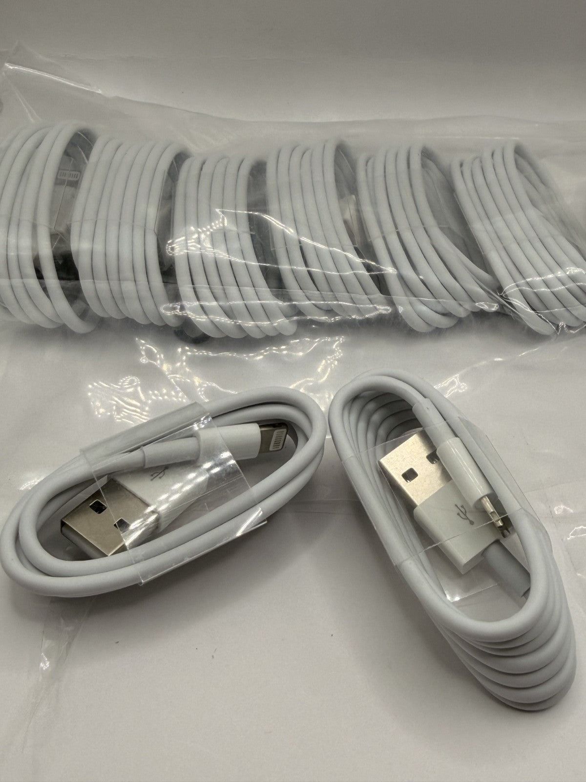 Bulk Lot 10-Pack USB-A to 8-Pin Charging Cables for iPhone/iPad 3ft White