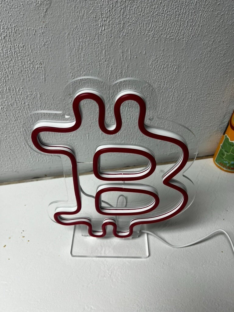 Handmade Bitcoin Red Neon Desk Light Sign | Great Gift for Crypto Lovers