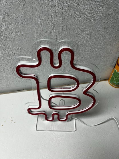 Handmade Bitcoin Red Neon Desk Light Sign | Great Gift for Crypto Lovers